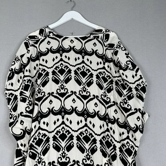 Bel Kazan Anthro Womens Top One Size Black Lois Duster Kimono Motif Resort Beach - Picture 9 of 13